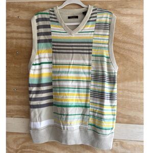 RSRV Sweater Vest Mens Size Extra Large XL Grey Green Yellow
